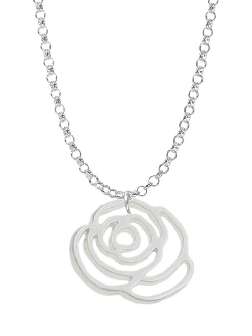 Large Rose Outline Charm Necklace