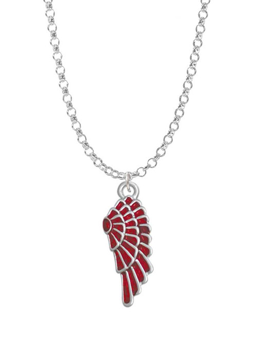 Medium Translucent Red Angel Wing Charm Necklace