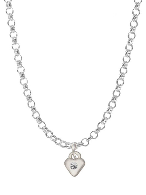 Mini April - Clear Crystal Heart Charm Necklace