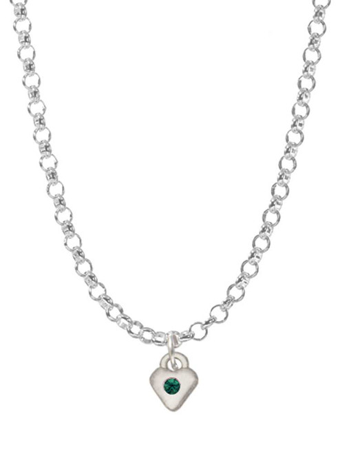 Mini May - Green Crystal Heart Charm Necklace