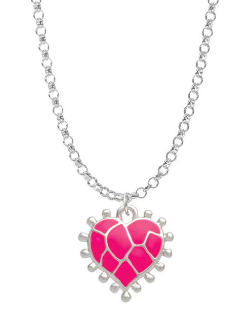 Hot Pink Giraffe Print Heart Charm Necklace