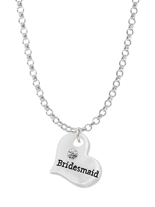 Small Bridesmaid Heart Charm Necklace