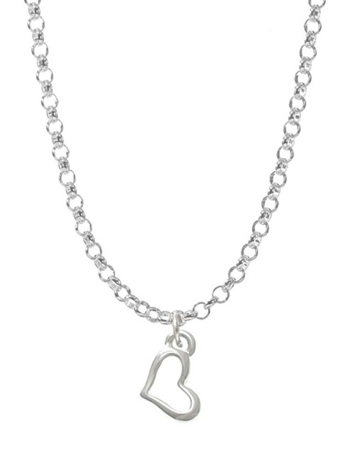 Small Slanted Open Heart Charm Necklace