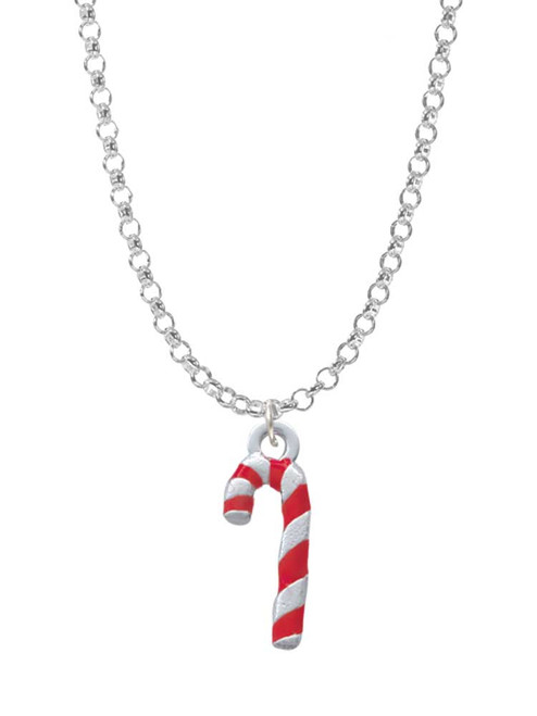 3-D Red and Candy Cane Charm Necklace