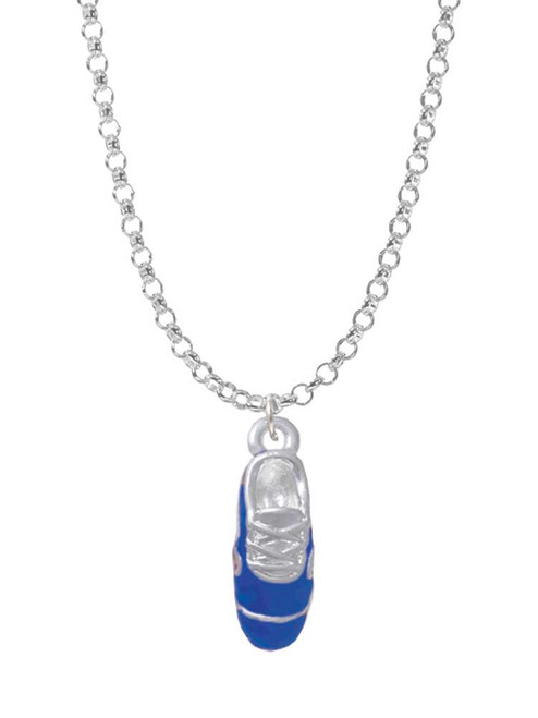 3-D Blue Running Shoe Charm Necklace
