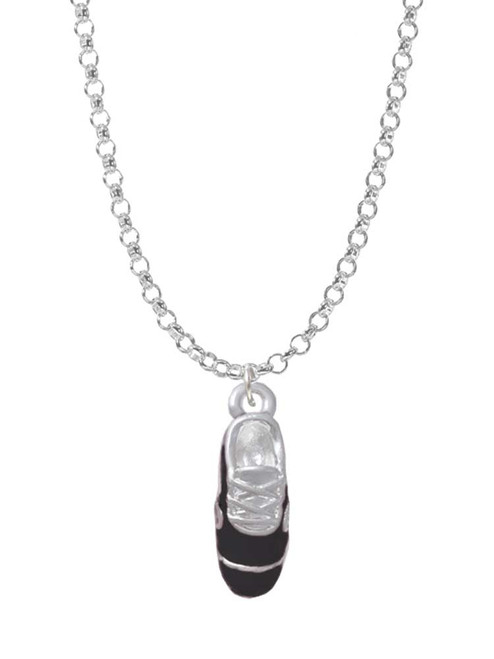 3-D Black Running Shoe Charm Necklace