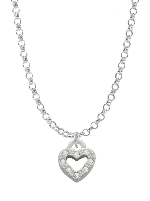 Mini Clear Crystal Heart Charm Necklace