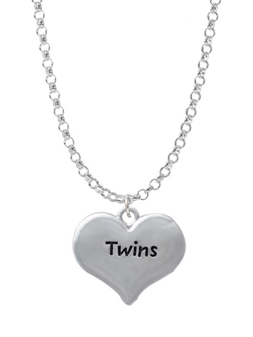 Twins Heart with Two Pair of Baby Feet Charm Necklace
