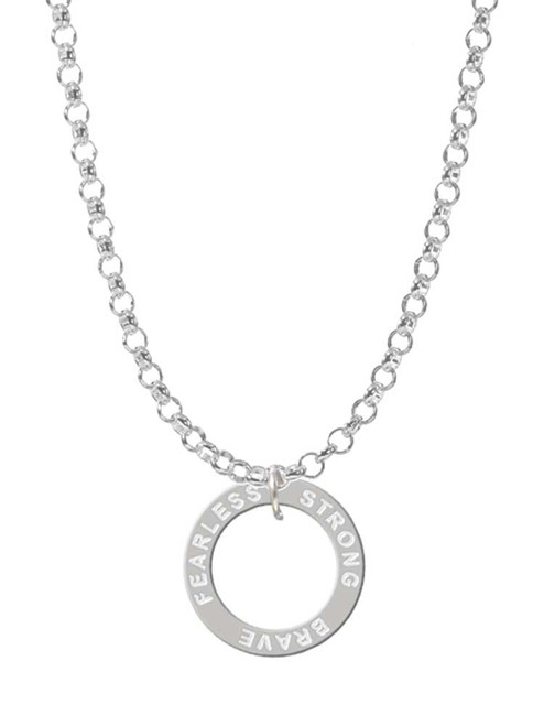 Strong Brave Fearless Infinity Ring Charm Necklace