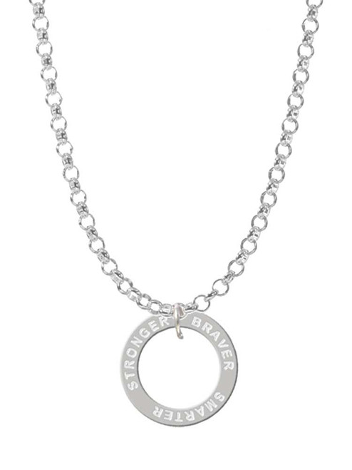 Stronger Braver Smarter Infinity Ring Charm Necklace
