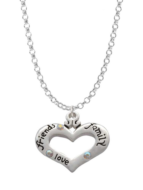 Heart with 3 AB Crystals - Friends Family Love Charm Necklace