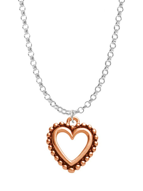 Open Rose Gold Tone Heart Charm Necklace