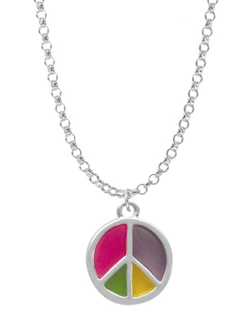 Bright Multicolored Peace Sign Charm Necklace
