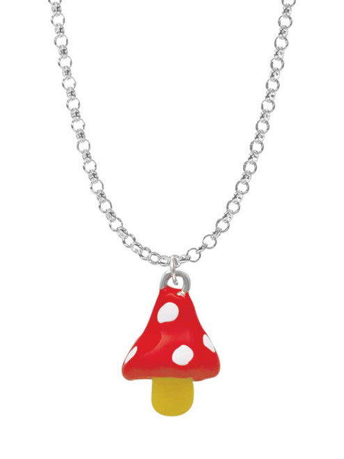 3-D Red and White Mushroom Charm Necklace
