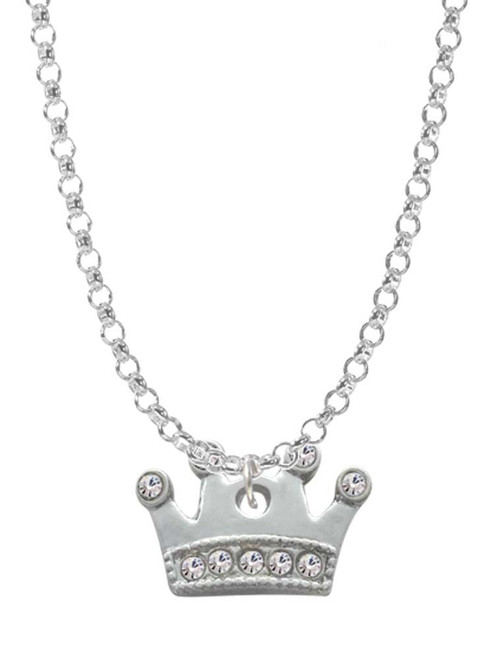 Crown with Clear Crystals Charm Necklace