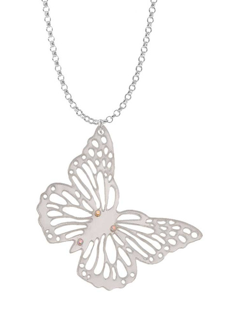 Acrylic Cut Out Butterfly Mirror Charm Necklace