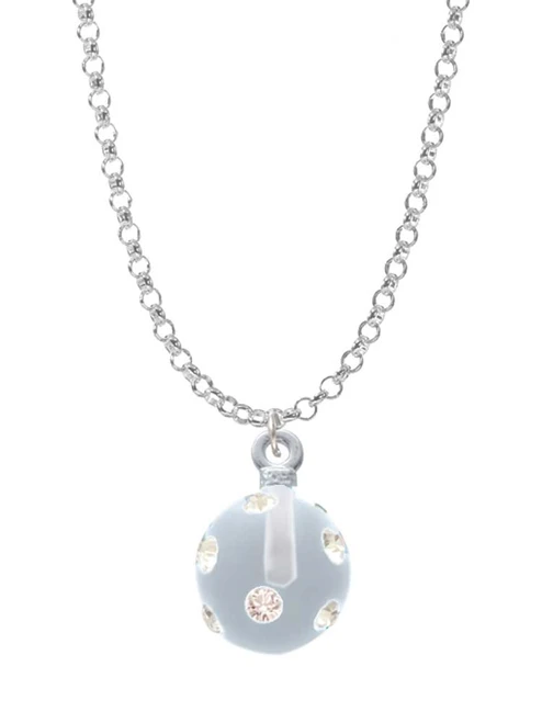 3-D Frosted Clear Resin Ornament with Crystals Charm Necklace