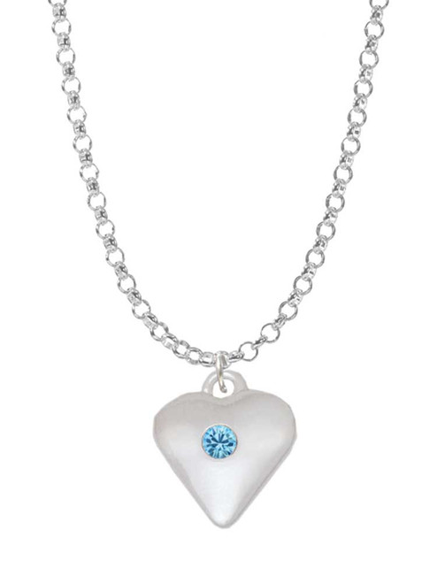 Large March - Hot Blue Crystal Heart Charm Necklace