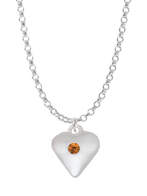 Large November - Yellow Crystal Heart Charm Necklace