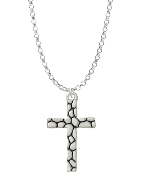 Pebble Cross Charm Necklace