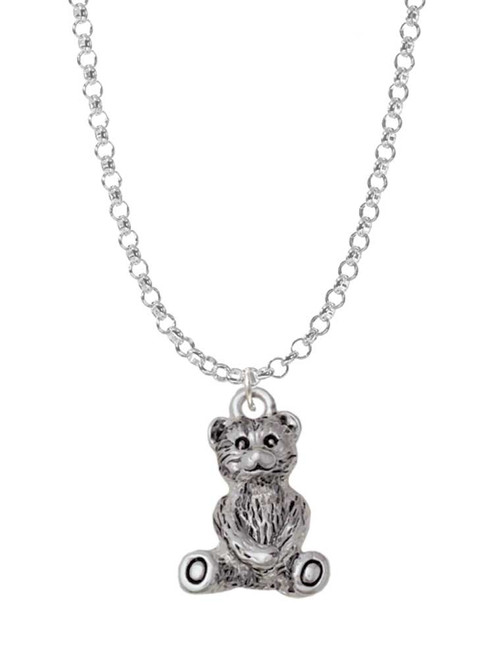 Antiqued Teddy Bear Charm Necklace