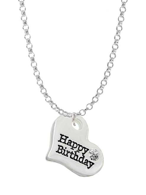 Large Happy Birthday Heart Charm Necklace