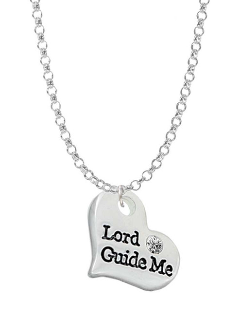Large Lord Guide Me Heart Charm Necklace