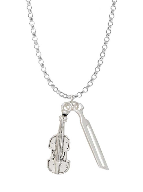 Violin and Bow Charm Necklace
