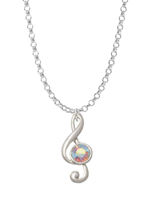Medium Clef with AB Crystal Charm Necklace