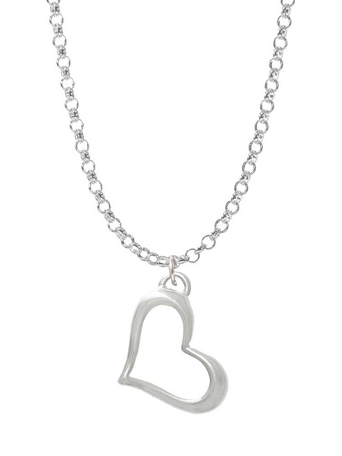 Slanted Open Heart Charm Necklace