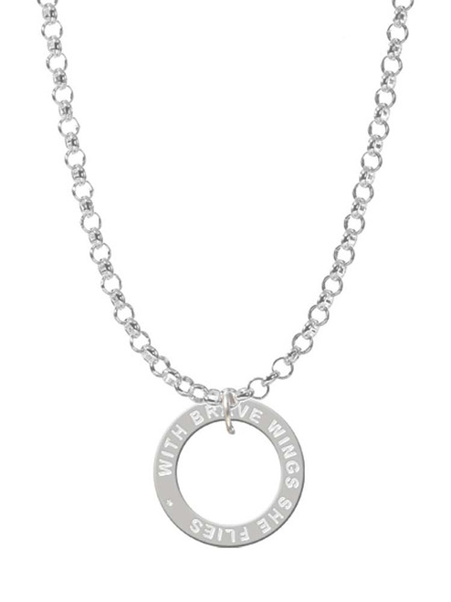 With Brave Wings Eternity Ring Charm Necklace