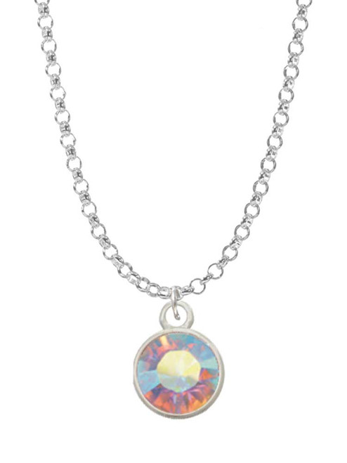 10mm Clear AB Oktant Crystal Drop Charm Necklace