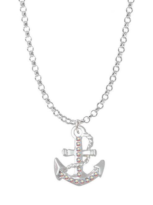AB Crystal Anchor Charm Necklace