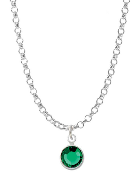 Crystal Green Channel Drop Charm Necklace