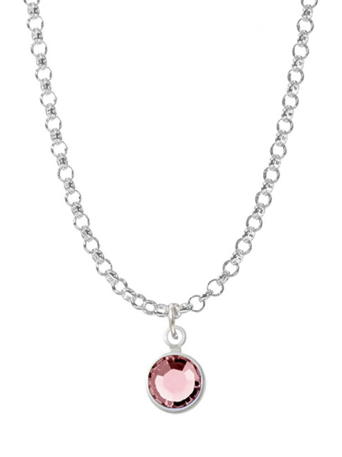 Crystal Light Pink Channel Drop Charm Necklace