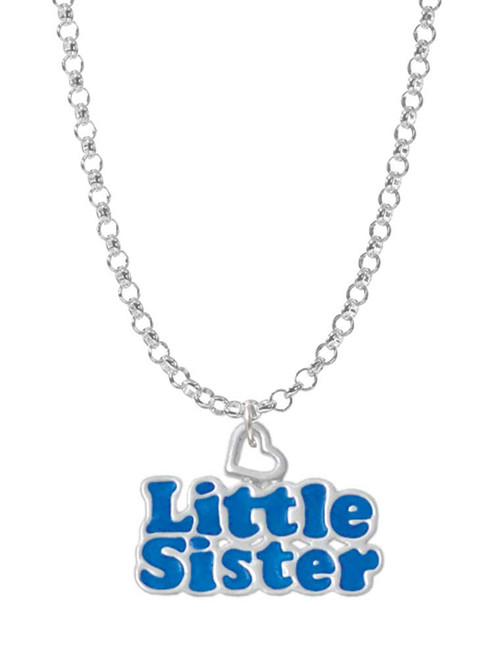 Royal Blue ''Little Sister'' with Heart Charm Necklace