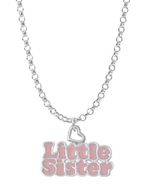 Pink ''Little Sister'' with Heart Charm Necklace