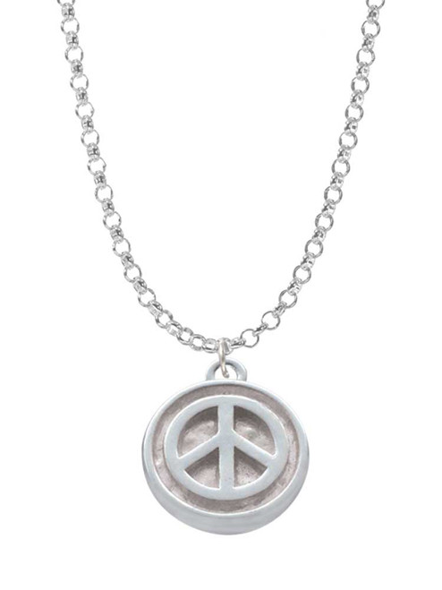 Peace Sign - Round Seal Charm Necklace