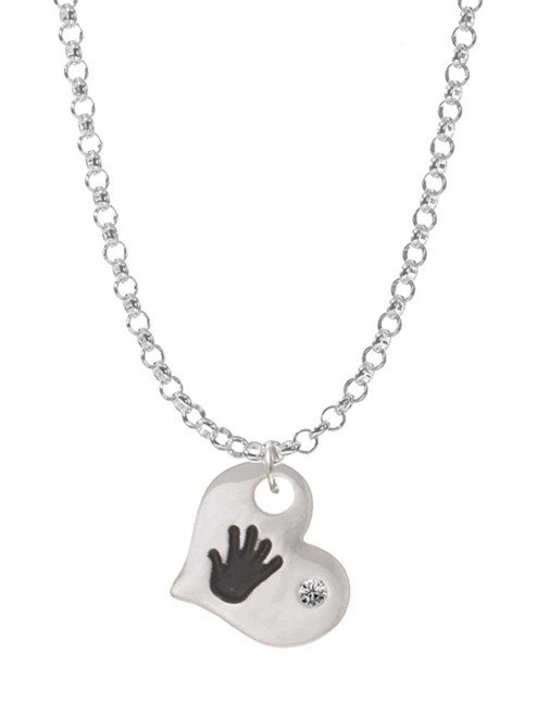 Hand Print Heart Charm Necklace