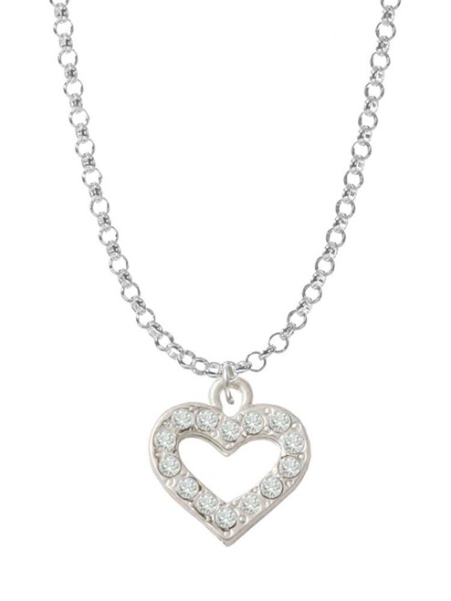 Crystal Open Heart Charm Necklace