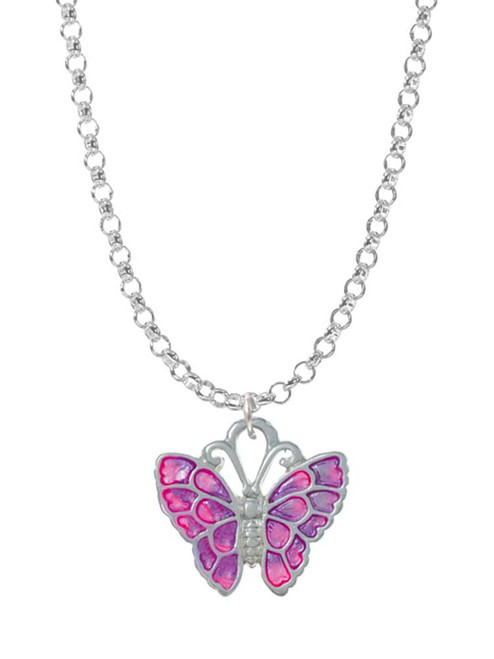 Hot Pink & Purple Butterfly Charm Necklace