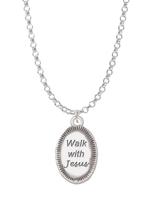 Walk with Jesus Oval Charm Necklace
