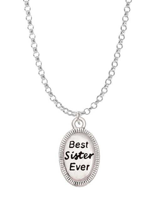 Best Sister Ever Oval Charm Necklace
