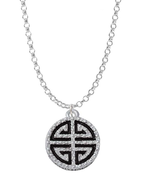 Black Chinese Blessing Charm Necklace