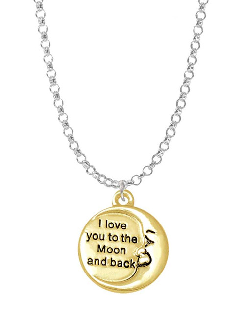 Gold Tone I Love You to the Moon and Back Charm Necklace