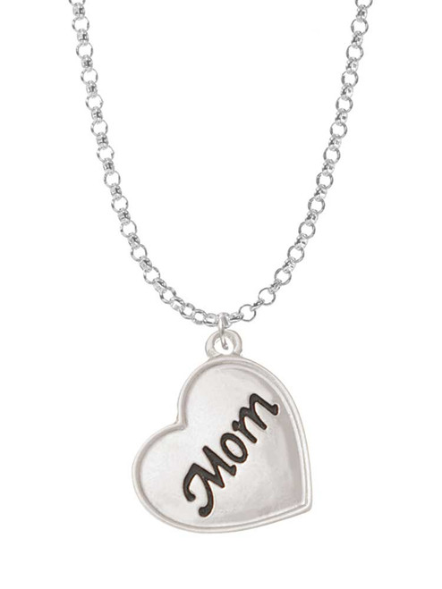 Script Mom Heart Charm Necklace