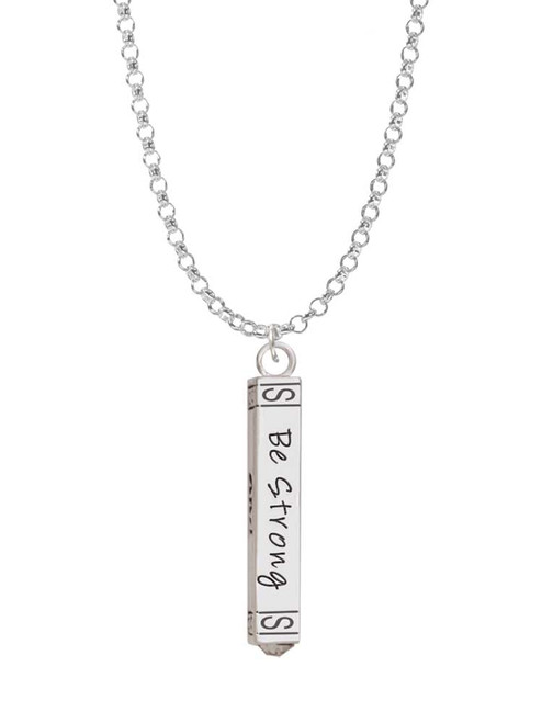Be Strong and Courageous Bar Charm Necklace