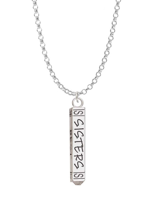 Sisters Best Friends Forever Bar Charm Necklace