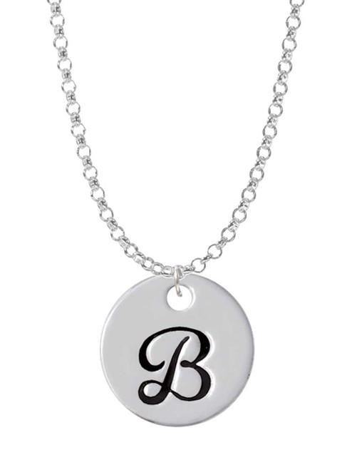 Large Script Letter - B - 3/4'' Disc - Charm Necklace