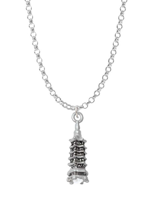 Pagoda with Clear Crystal Charm Necklace
